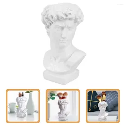 Vases Pen Holder Hydroponic Vase Greek Style Decor Flowerpot Arrangement Makeup Brush Resin Decors Statue David