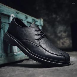 Casual Shoes Men's Male Lace-Up Flats 2024 Leather For Men Business Oxfords Wedding Dress Shoe
