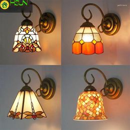 Wall Lamps Bracket Mediterranean Sea Turkish Light Style Stained Glass Rustic Sconces Bedroom Aisle Bathroom Mirror Front Lamp