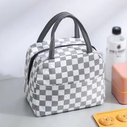 Storage Bags 1pc Chequered Insulated Lunch Bag Waterproof Picnic Ice Box Large Capacity Multicolor Home Items