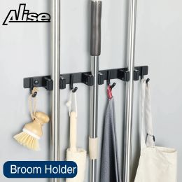 Racks Broom Holder Heavy Duty Practical Clip Mop Organiser Wall Mount Hook Stainless Steel Storage Space Saving Hanger Multifunctional