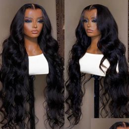 Synthetic Wigs 180Nsity Hd 13X4 Transparent Body Wave Lace Frontal Human Hair Brazilian Remy Glueless 30 Inch Front For Women Drop Del Dhzhk