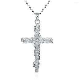 Pendant Necklaces 925 Sterling Silver Fashion Cross High Jewelry Necklace Gift N359
