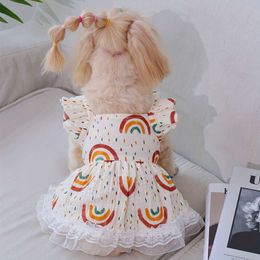 1pc Rainbow Pet Flying Sleeves Dress Breathable Loungewear Dogs and Cats - Ideal for Summer Parties