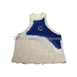 Gradient Colour Tanks Women Designer Cropped Top Spring Summer Knitted T Shirt Sexy Vest