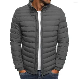 Men's Jackets Stylish Parka Jacket Autumn Winter Zipper Closure Puffer Pockets For Daily Wear
