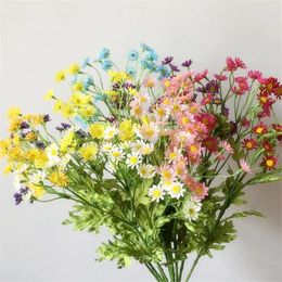 Decorative Flowers 5pcs Plastic Chamomile Flower Artificial Little Daisy Plant For Wedding Floral Arrangement Table Decoration