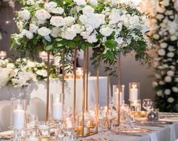 Display Flower Stand Candle Holder Road Lead Table Centrepieces Metal Gold Stand Pillar Candlestick For Wedding Candelabra 0009007145