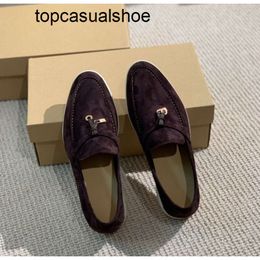 Loro Piano LP LorosPianasl flats shoes charms Luxury walk embellished suede loafers mens low top flat slip on comfort shoe 38-45Box best quality