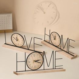 Table Clocks Retro Digital Desk Clock Home Decoration Office Wooden Letter Love Figurines Ornament Gifts Mute Luxury Room Decor Accessories