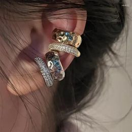 Stud Earrings Fashion Zircon Double-layer Ear Cuff No Piercing Earring 2024 Trendy Punk Unique Metal Geometric Clip For Women Jewellery