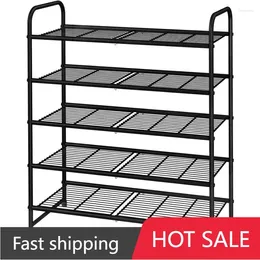 Kitchen Storage Simple Trending 5-Tier Stackable Shoe Rack Expandable & Adjustable Organiser Shelf Wire Grid Black
