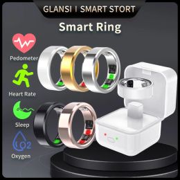 Trackers Smart Ring Health with App Intelligent Monitoring Tracker Heart Rate Blood Oxygen Body Temperature for Men Women IOS Android