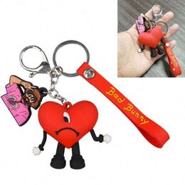 Factory wholesale glow in dark custom soft plastic eco pvc custom bad bunny keychain for promotional gift