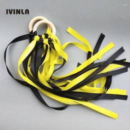 Party Decoration 20pcs/lot Yellow And Black Stain Ribbon Wooden Ring Waldorf With Bell Hand Kite Toy For Birthday Favors