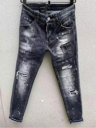 Women's Jeans 2024 We Will Sell The D089 High-quality Cotton Brand For Men And Women Black-gray Four-season Trousers Scratched