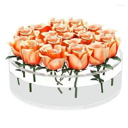 Vases Clear Acrylic Flower Vase Circular Low Leak Proof Round Decorative Multifunction 12 Holes For Home Wedding Decor