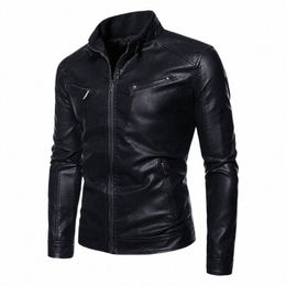 men's Jackets Autumn Winter Mens Slim Motorcycle Biker Warm Black Outdoor Outwear Coats 5XL Plus Szie 2023 PU Leather Jacket L1oL#