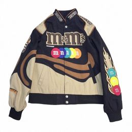 embroidery M Letter Harajuku Baseball Jacket Coats Men Women Hip Hop Printed Couples Harajuku Patch Varsity Bomber Jackets M-3XL Q0rC#