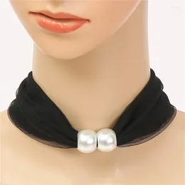 Scarves Clothing Neck Protection Collars Fashion Pearl Lace Scarf For Women Fake Pendant Elegant Loop Scarives