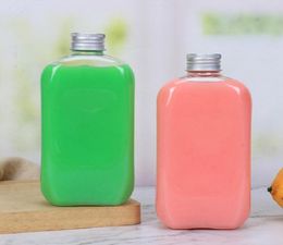 New Whole Disposable PET 400ml Simple Transparent Sealing Plastic Bottle Fruit Juice Milk Tea Beverage Bottle8649247