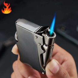 New Turbo Gas Cycle Iation Direct Blue Flame Windproof Metal Portable Home Outdoor Camping Personalized Men's High End Gifts