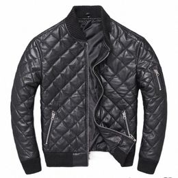 free ship.Classic casual genuine leather jacket.Popular soft Plaid cott coat.Plus size black sheepskin bomber clothing 17mt#