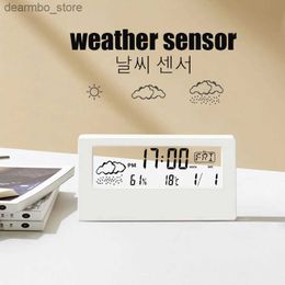 Relógios de mesa de mesa thermo higrômetro relógio criativo tempo display despertador eletrônico decoração de mesa para sala de estar quarto24327