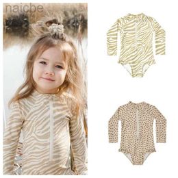 One-Pieces Girls Swimwear Long Sleeved Sun Protection Baby One Piece Swimsuit Kids Baby Swimwears Bikini Mayo Maillot De Bain Enfant Fille 24327