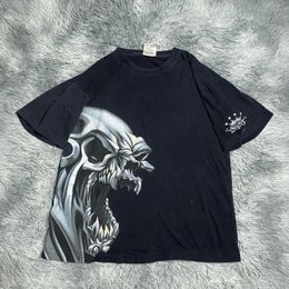 JNCO T Shirt Y2k Hip Hop Skull Print Oversized Tshirt Black Tops Men Women Harajuku Punk Rock Gothic Short Sleeved Shirt 240313