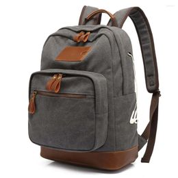 Backpack Vintage Canvas College For Women Men Casual Daypack Simple Fit 15.6 Inch Laptop School BookBag