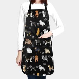 Cute Dog Grooming Apron with 2 Pocket Men Adjustable Waterproof Kitchen Cooking Bib Aprons Animals Cat Chicken 240321