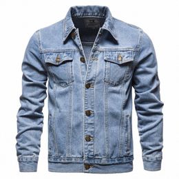 premium Men's Thick Denim Coat 3 Colour Casual Sports Quality Clothing Pocket Embellishments Buckle Lapel Jacket Denim Clothing E6mm#