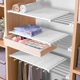 Hooks Storage Shelf Retractable Rack Bracket Nail-free For Walls Cabinets Bookshelves Wardrobe Layer Partition