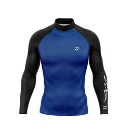 Men's Swimwear 2024 Mens Rash Guard Surfing Diving Swimsuit Beach UV Protection Swimwear Long Sleeve Tight Shirt Swimming T-shirt GYM Rashguard 24327