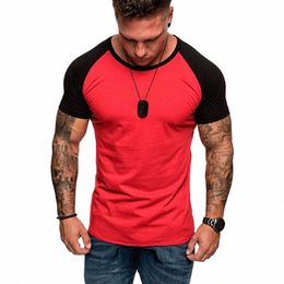 summer Men's Muscle T-Shirt Sleeve Gym Tee Short Sleeve Fi Workout Shirts Hipster Shirt 80hJ#