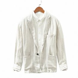 new Designer Casual Pure Linen Suit Jacket For Men Blazer Brand Trend All-match Comfortable Top Clothing Chaquetas Jaqueta Veste v86p#