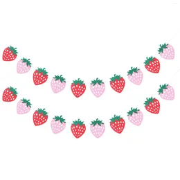 Party Decoration 2 Sets Strawberry Pull Flag Vitality Banner Decors Birthday Buntings Sweet Balloon Felt