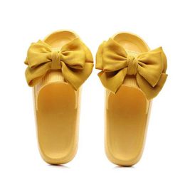 Slippers Slippers Handmade Bow Tie Summer Shoes for Women Non-Slip Thick Beach Sandals Fashion Soft Sole Eva Home Slides H240326JIL5