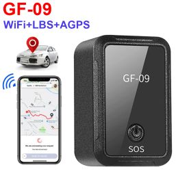 Trackers GF 09 GPS Tracker Mini Car GPS Locator WiFi LBS AGPS AntiLost Recording Tracking Device With Voice Control Phone APP Control