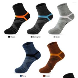 Mens Socks Men Sport Outdoor Climbing Basketball Deodorant Cotton Product Cycling Trail Running Solid Color Drop Delivery Apparel Unde Ott3X