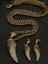 Chains Vintage Trend Crescent Bone Necklace Earrings