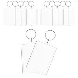 Keychains 12Pcs Po Holder Key Rings DIY Rectangle Pendant Clear Frame Insert Keyrings