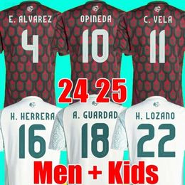 Mexico 24 25 Soccer Jersey Hector Herrera Kevin Alvarez Carlos Rodriguez Nestor Araujo Orbelin Pineda Erick Gutierrez National Team Home Away Kid Kit