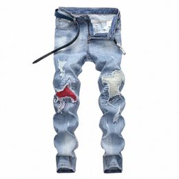 denim Jeans Distred Medium Beard Effect Casual Fi Pants Plus Size Men Retro Hip Hop Party Street Large Size 40 42 J4kk#