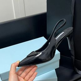 High Thin Heels 65CM Women Pumps 2024 Sexy Pointed Toe Stiletto Black Patent Leather Slinback Dress 35CM Shoes 3441 240312