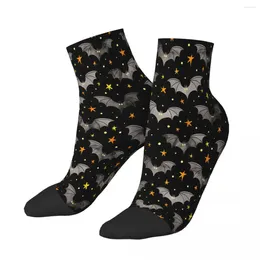 Men's Socks Watercolor Bats Grey With Yellow Stars Ankle Male Mens Women Autumn Stockings Polyester