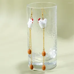 Dangle Earrings YEYULIN 1 Pair Funny Hen Egg Hook 3D Resin Accessories Handmade Women's Drop Charm Farm Girl Gift