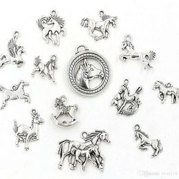 65Pcs Antique silver Alloy Mixed Horse Charms Pendants For Jewellery Making Necklace DIY Accessories275W
