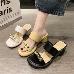 Sandals House Slippers platform womens shoes luxury slider rubber flap womens shoes square heel low 2023 designer HAWaii HiL2403